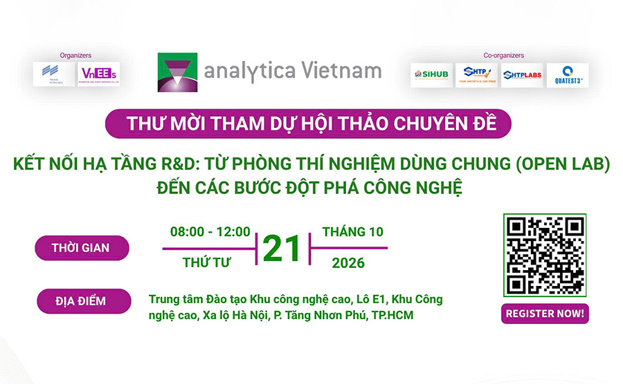 MỜI THAM DỰ HỘI THẢO CHUYÊN ĐỀ “KẾT NỐI HẠ TẦNG R&D: TỪ PHÒNG THÍ NGHIỆM CHUNG ĐẾN CÁC BƯỚC ĐỘT PHÁ CÔNG NGHỆ”